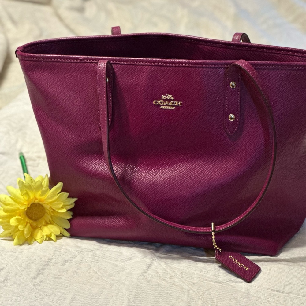 Coach Magenta Leather Tote Bag